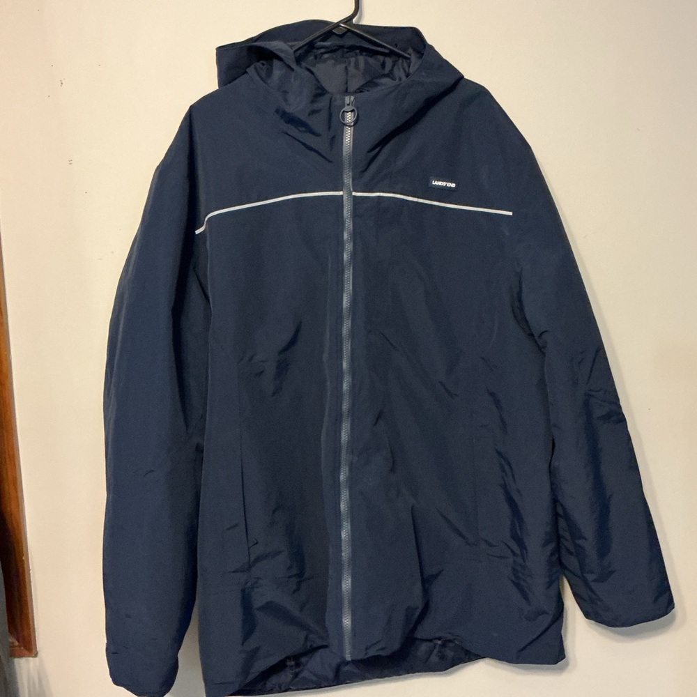 Lands' End Men's Dark Blue Raincoat